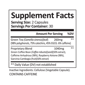 Isavera Green Tea Blend supplement facts